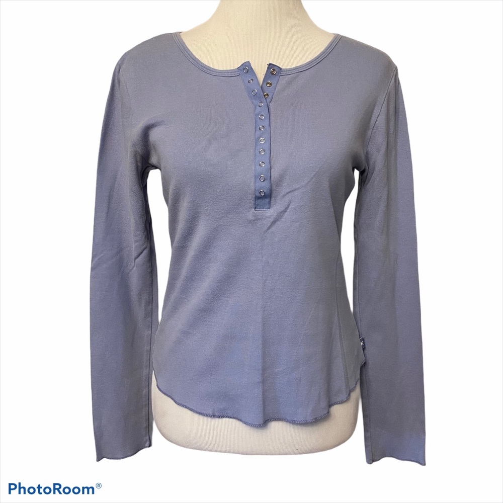 Express L Light Blue Purple Long Sleeve Top e11